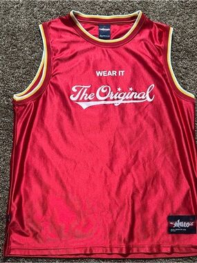 Vintage JNCO Sport Red Shimmer Basketball Jersey - Y2K streetwear - Size Large